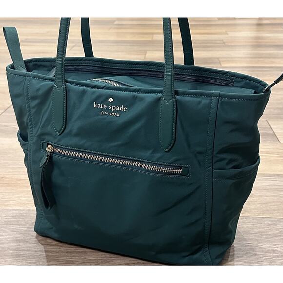 Kate Spade Chelsea Large Nylon Tote KC527 Emerald Green Purse Shoulder Bag - Picture 15 of 15